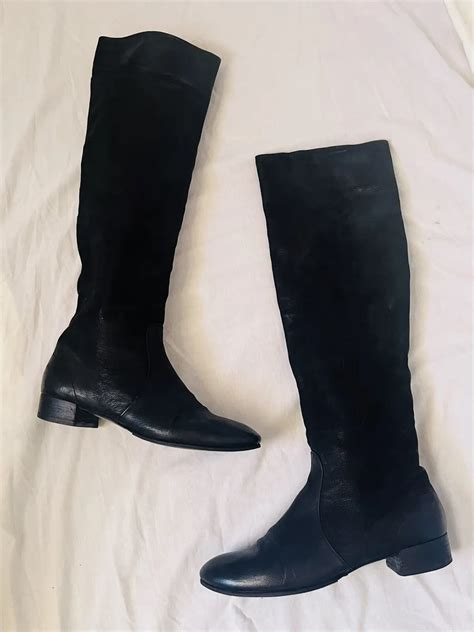 prada burnished leather knee-high boots